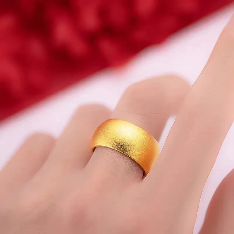 High Quality Gold Ring AU999 Round and Flawless Ring Gold Shop Same Ring 24k Real Gold Mimitation Gold Couple Ring