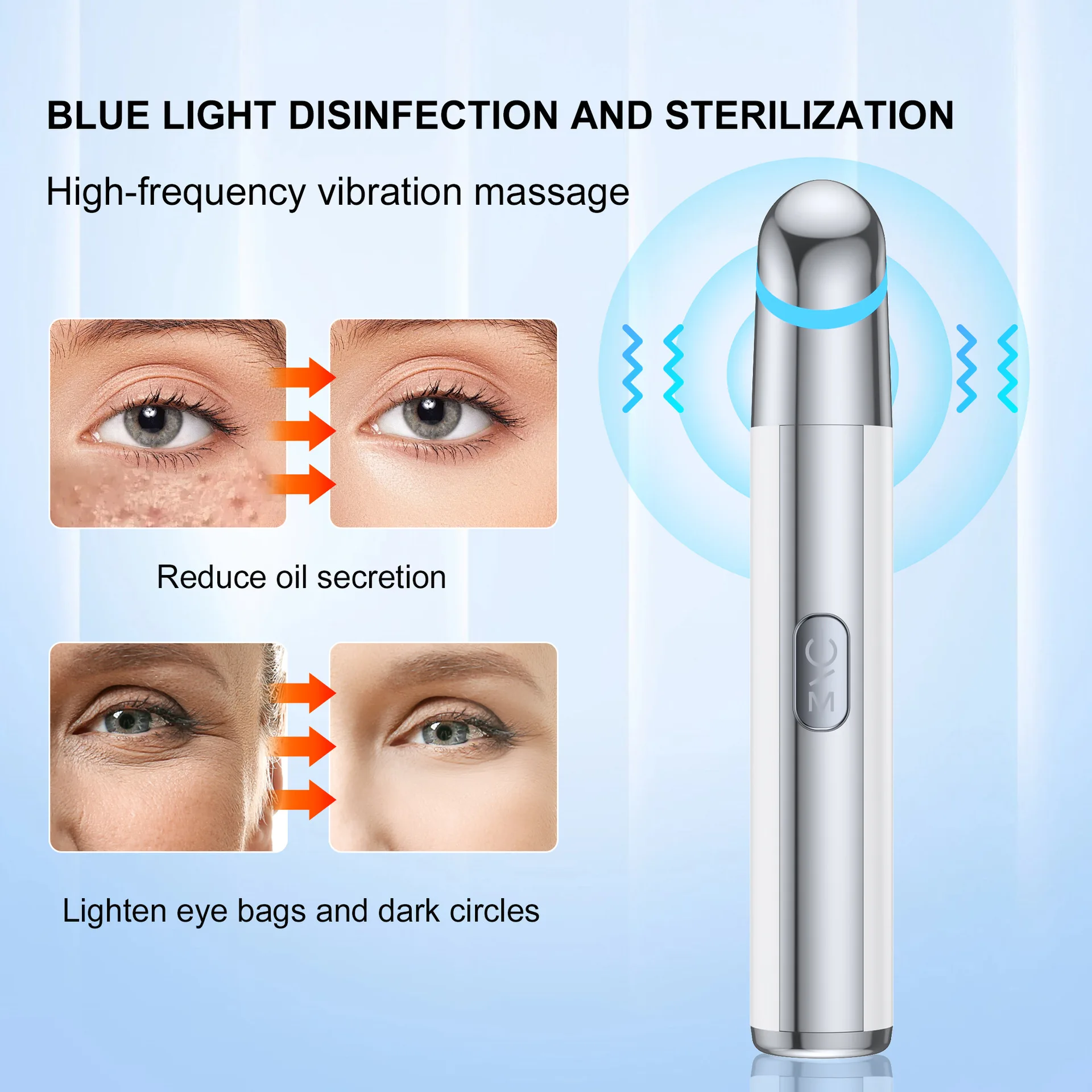 Instrumento elétrico de beleza para os olhos, massageador de cuidados com a pele, compressa quente, massagem vibratória, levantamento, endurecimento, anti-envelhecimento, dispositivo de rugas