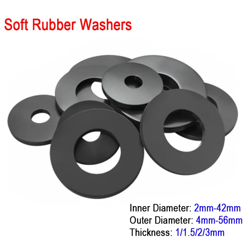 M2 M2.5 M3 M4 M5 M6 M7 M8 M10 M11 M12 M13 M14 M15 M16 M17-M42 Black Soft Rubber Flat Washers Plane Spacer Insulation Gasket Ring