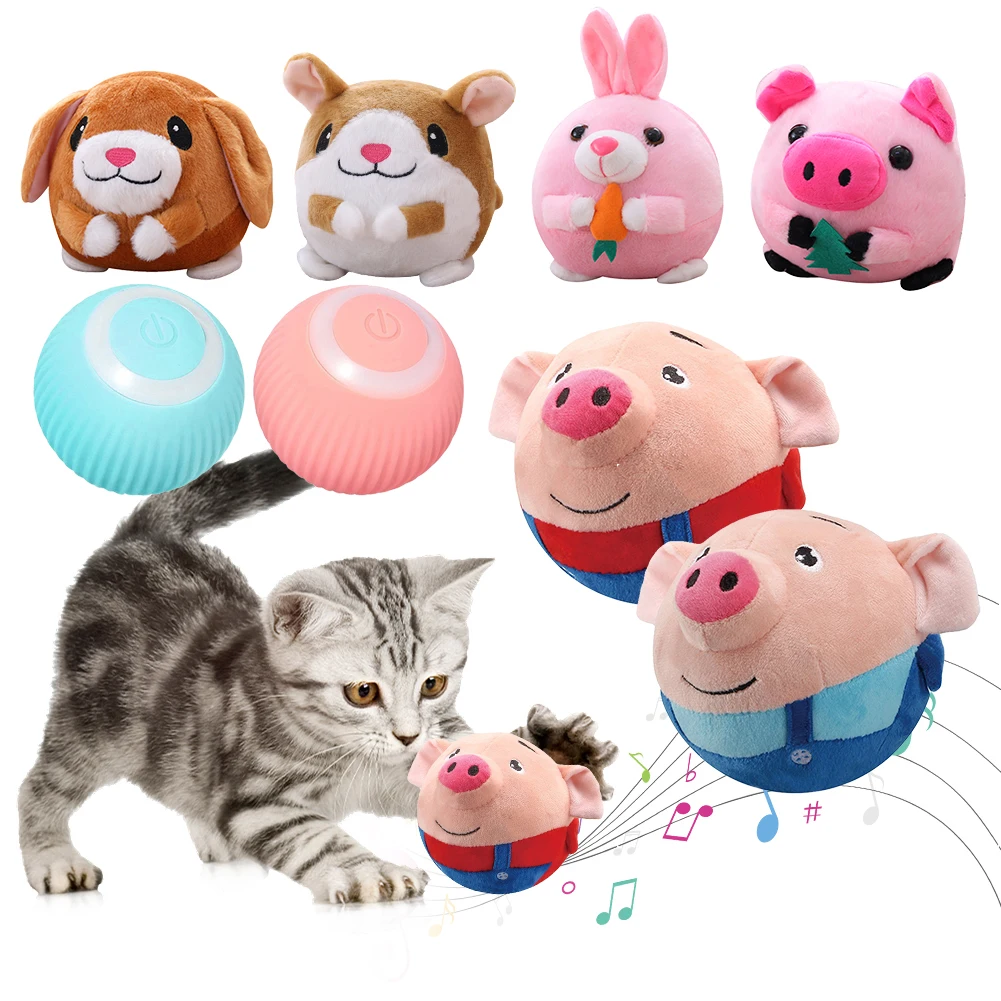 2/1pc Plush Automatic Bouncing Toys Bite Resistant Funny Interactive Squeaky Toys Talking Self-Moving for Small Medium Dogs Toys