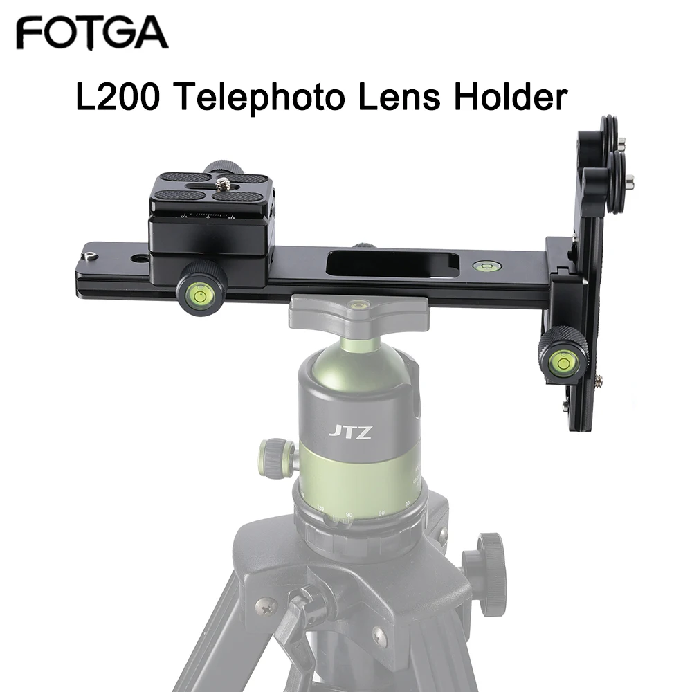 

FOTGA Adjustable L200 Telephoto Lens Tripod Holder Bracket Support Quick Release Plate 10kg/22lb Load Long-Focus Support Holder