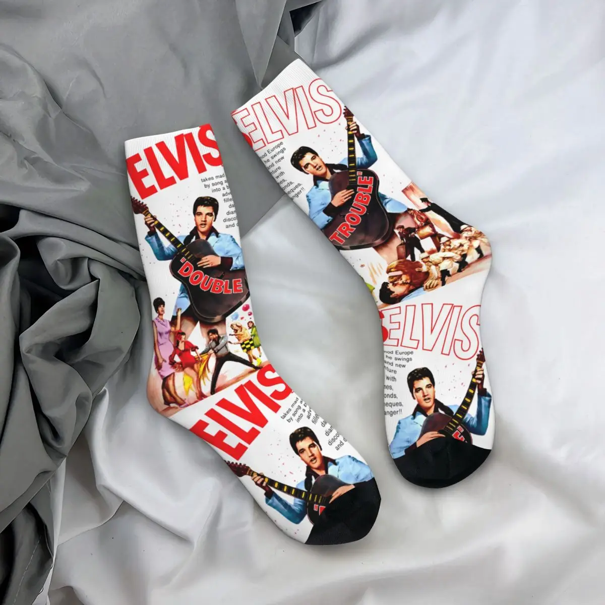 Funny Crazy Sock for Men Poster Hip Hop Harajuku E-Elvis Singer Presley Happy Quality Pattern Printed Boys Crew compression