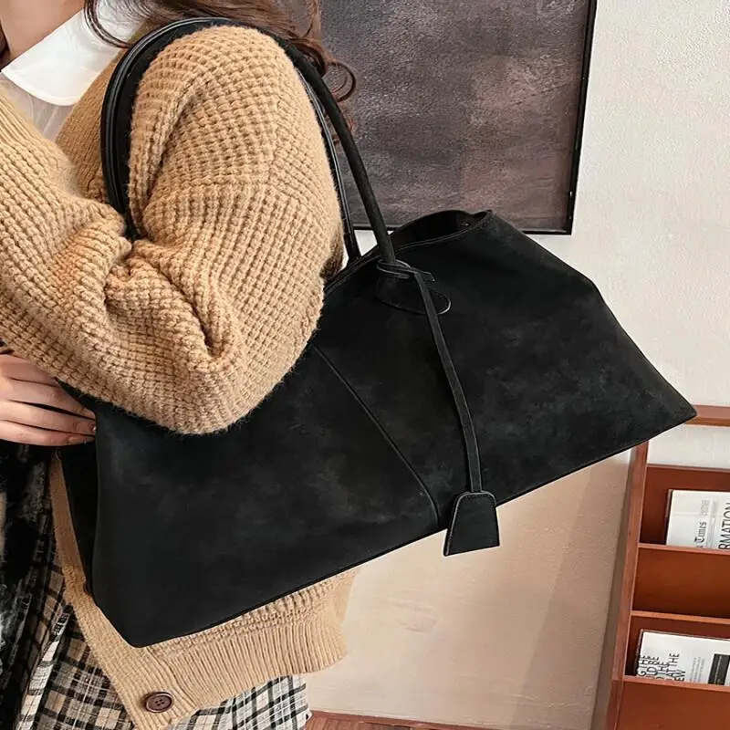 

Handheld Retro Suede New Style Girl Fashion Handbag Matte Texture Casual Multi-Functional Crossbody Large Capacity Storage Bag