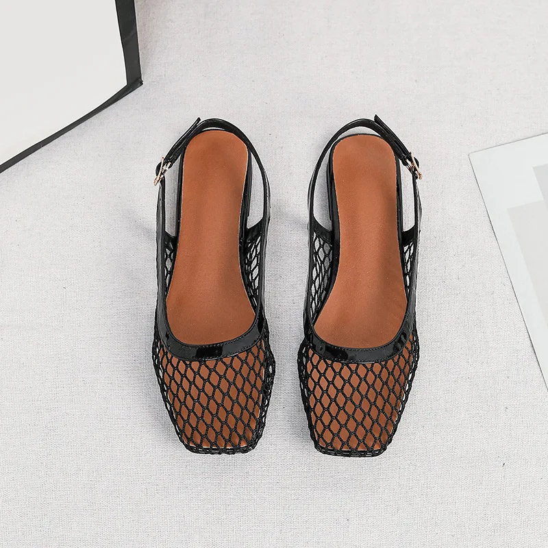 Mesh square head slippers bag head sandals outer wear summer women comfortable versatile light mouth empty single shoes view 4