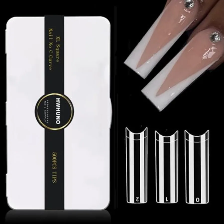 

Длинные прямые накладные ногти с половиной покрытия, конические квадратные типсы XL, без C CurveClear ABS, накладные ногти среднего размера для маникюрного салона, профессиональные и хо