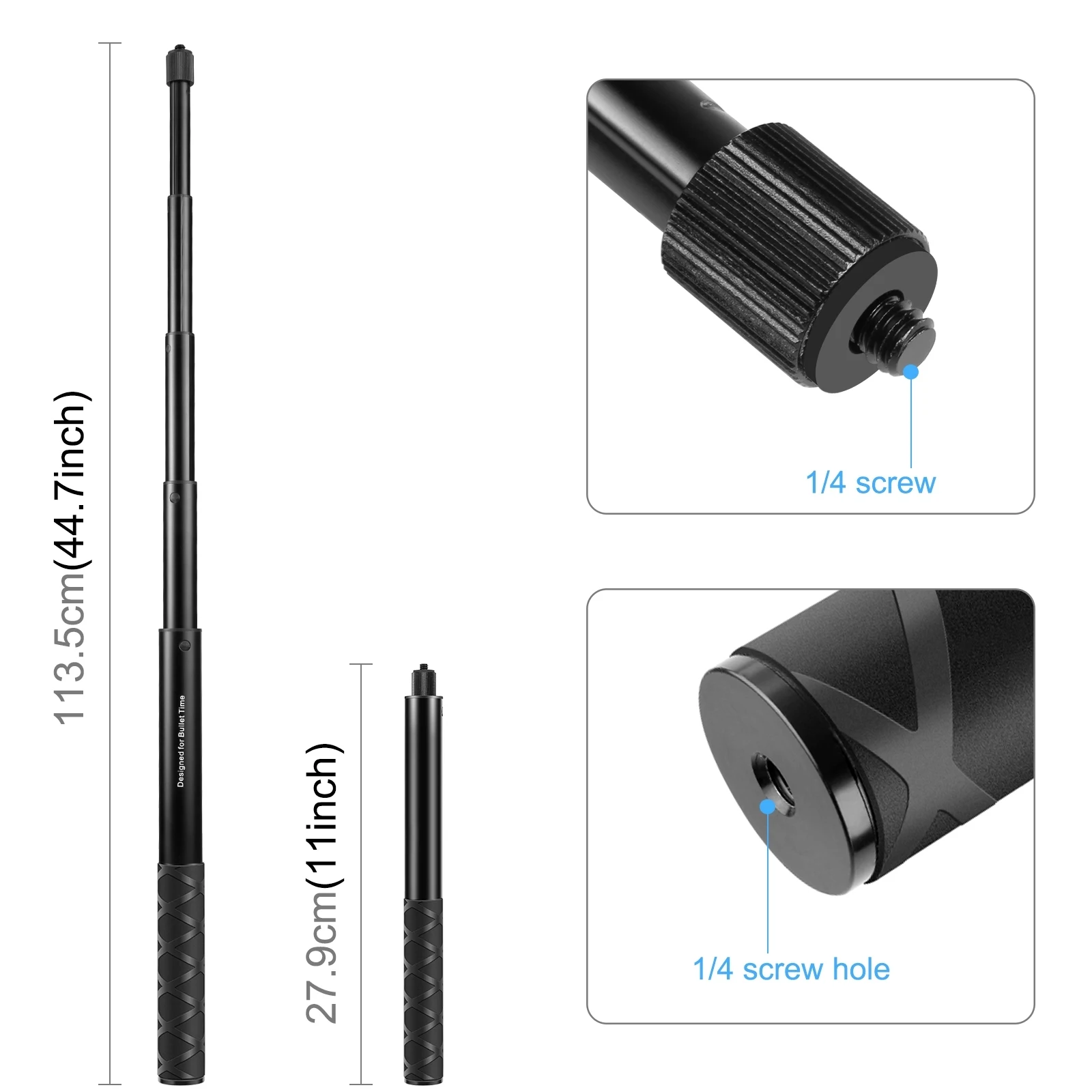 PULUZ Hüftgurt-Halterung & Selfie-Stick-Einbeinstativ für GoPro MISSION 1/1 Pro/Insta360 X4/DJI Osmo 360/ Ricoh & Panorama-Kameras – Detail 8