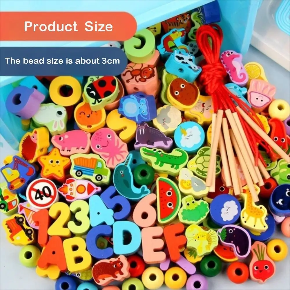 ​ Brinquedo colorido de contas de corda Montessori ​   Temas Diferentes ​ Blocos de empilhamento ​ ​ Brinquedo de rosqueamento educacional precoce ​   Design de contas de laço ​