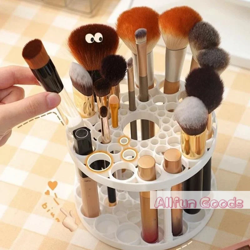 [TG835]45-Hole Rotating Makeup Brush Stand – Keep Brushes Visible & Within Reach, Beauty Storage Organizer