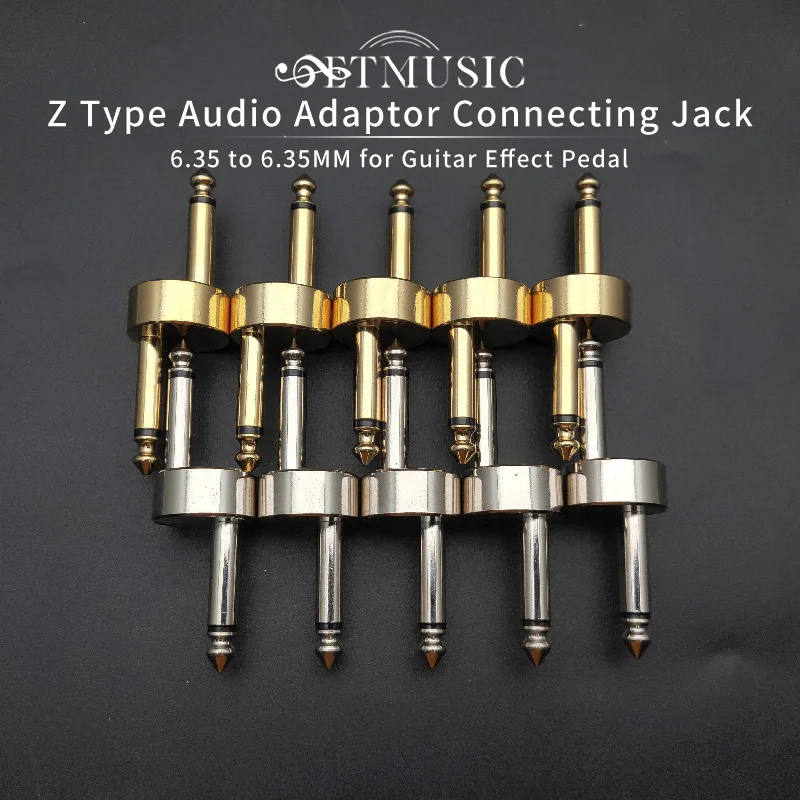 

5pcs 6.35 to 6.35 Guitar Effect Pedal Connector Z Type Audio Adaptors Connecting Jack Gold/Silver