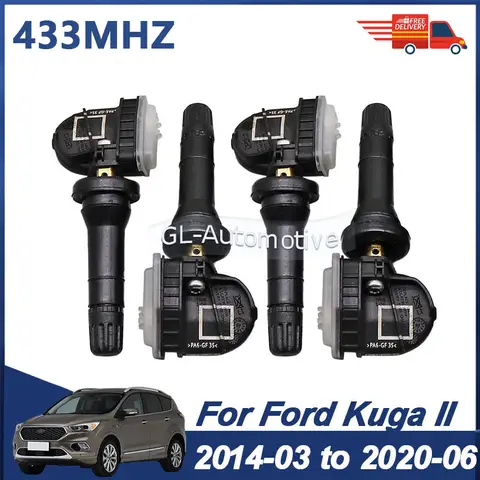 4PCS Tire Pressure Monitoring Sensor For Ford  Kuga II 2014-2020 TPMS Sensor EV6T-1A180-CB EV6T-1A180-CC EV6T-1A180-CE 433MHz