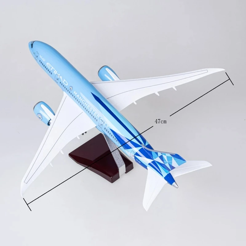 43CM 1:130 Békateknő diecast manöken etihad Légitársaság B787 Manchester Város Átruházás Fagyanta Léghajó Airbus Beszedés kijelző ajándékok