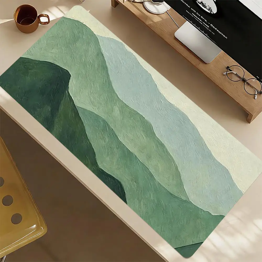 Minimal Green Mountains Mouse Mat Gaming Mats Mousepads Gaming Setup Playmat Carpet Desk Accessories Extended Pad Office Rug