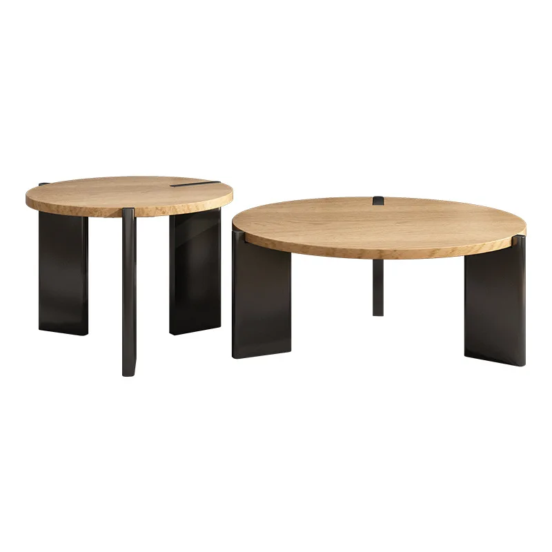 

Log leg coffee table household living room size round combination coffee table simple modern small apartment balcony tea table