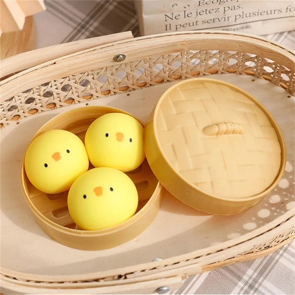 Steamed Dumpling Mini Squeeze Pig/Chick Hand Exercise Animal Dumpling Soft TPR Anti Anxiety Dog Bun Squeeze Balls Boys Girls