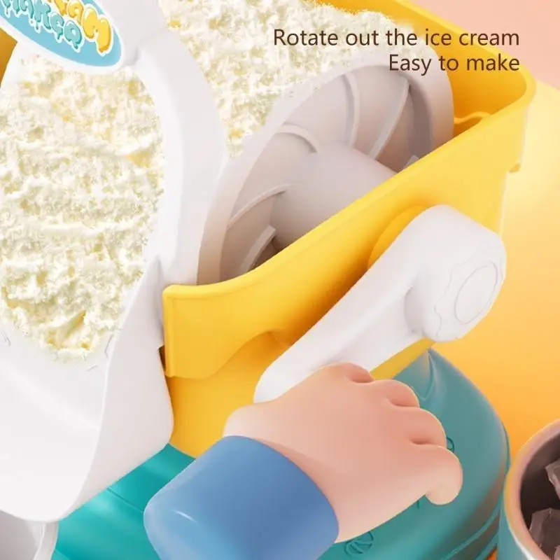 J6PE Manual Ice Cream Maker Toy for Kids Frozens Dessert Machine for Homemade Treats