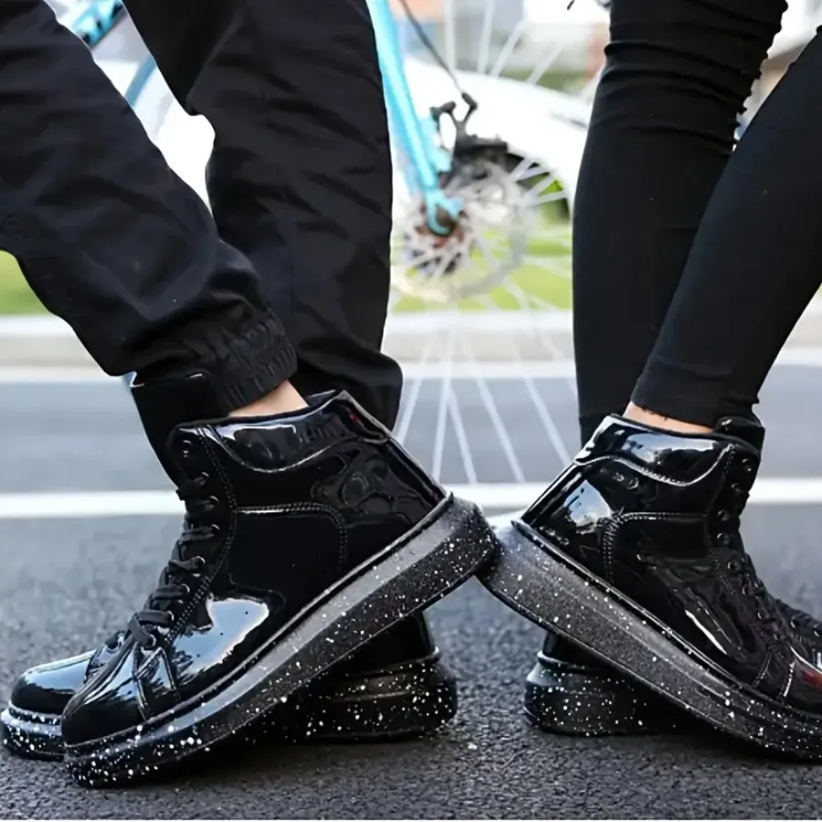 

Men'S New Trendy High-Top Shoes Korean Style Thick-Soled Casual Footwear Mid-Top Short Boots Versatile Sneakers for Young Adult