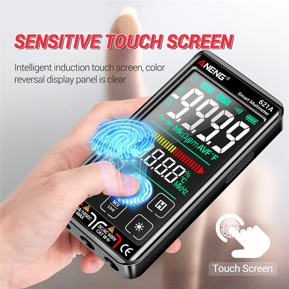 621A Multimeter Rechargeable Multifunctional 9999 Counts Digital Smart AC/DC Votage Current Capacitance Diode Ohm NCV Hz Test