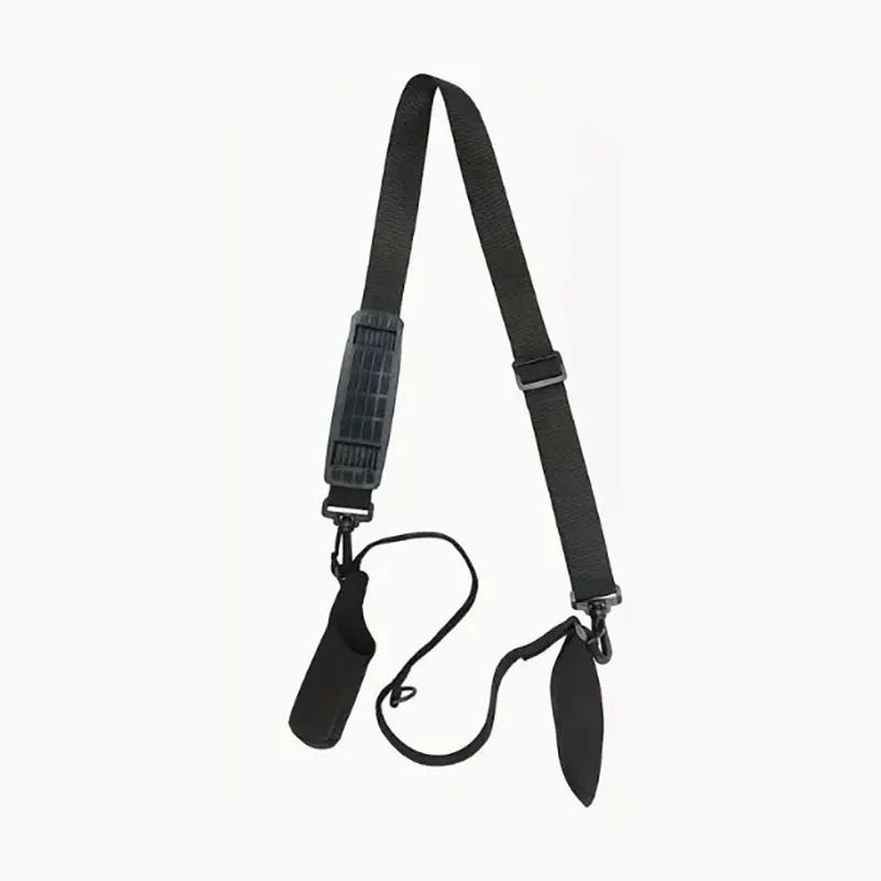 1 حزام صنارة صيد من البوليستر الأسود قابل للتعديل، حامل صنارة صيد محمول متعدد الوظائف على الكتف الخلفي