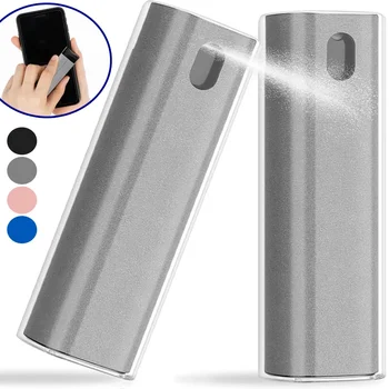 2 in 1 Touchscreen Mist ผ้าไมโครไฟเบอร์สเปรย์ทําความสะอาดขวดแบบพกพาทําความสะอาด Solution สําหรับโทรศัพท์แล็ปท็อป IPad Pro