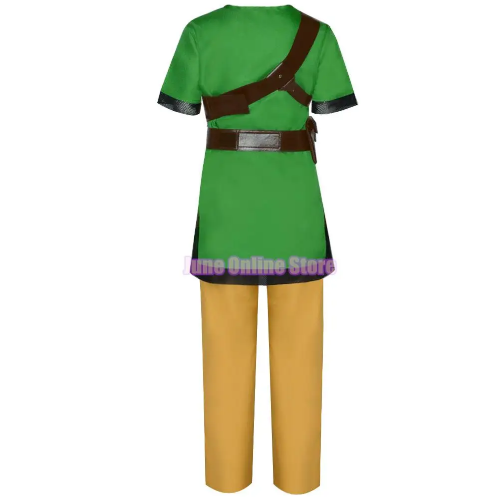 Disfraz de Cosplay Skyward Sword Link, uniforme verde, pantalones, sombrero, guantes, capa, ropa para niños, traje de Halloween