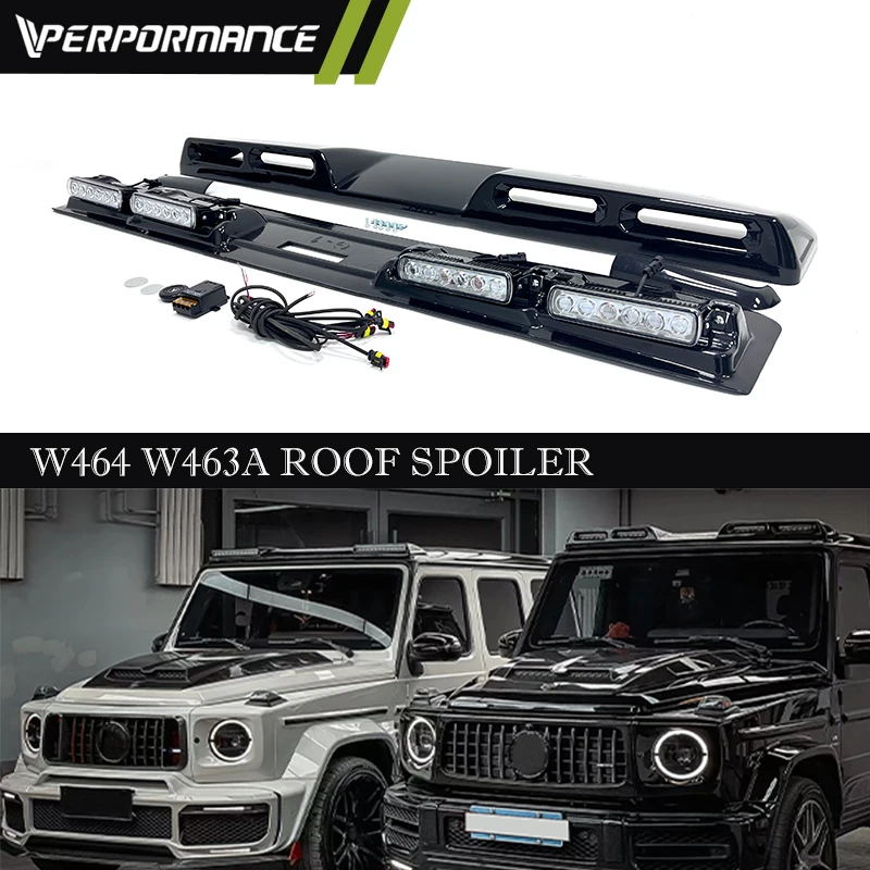 2019-2023Y Glossy Black Spoiler G Class W464 W463A Roof Spoiler Wing For G500 G63 G350 G550 Front Roof Light Spotlight 4 LED