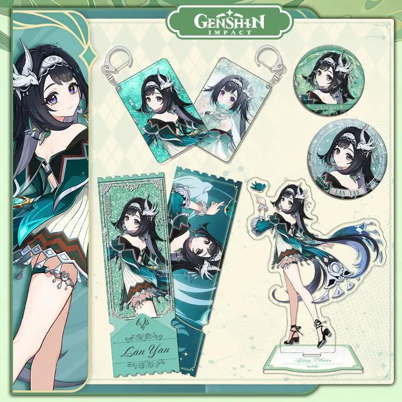 Game Genshin Impact Lan Yan Anime Acrylic Figure Stand Badge