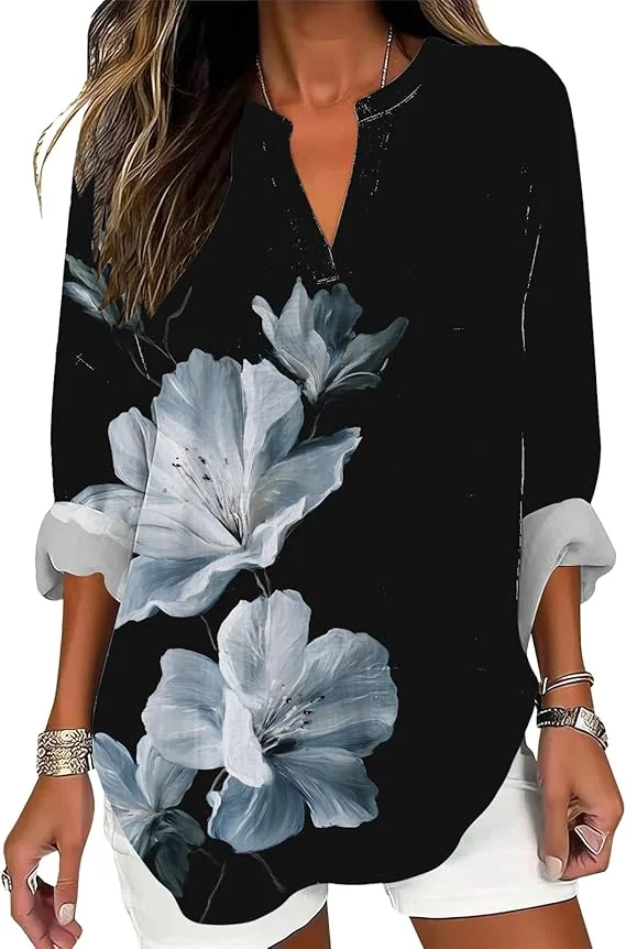 

Women's Short Sleeve Shirt Summer Casual V-Neck Shirt 2025 Dress Top With Pleats Women's Fashion Versatile Shirt