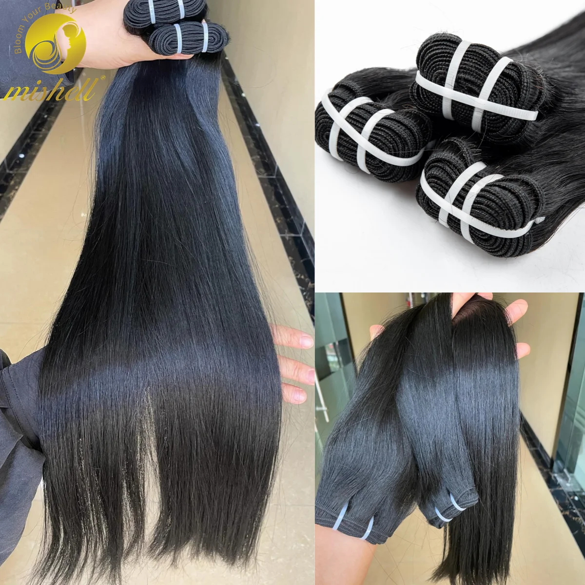 16A Double Drawn Vietnamese Bone Straight Human Hair Bundles 24 26inch 100% Unprocessed Raw Virgin Hair Bundle Extensions