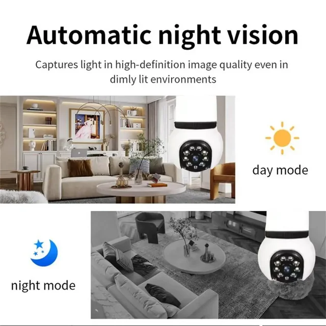 8MP E27 Bulb WiFi Camera 2 In1 LED Bulb Smart IP Camera Surveilance PTZ 8X Zoom Tracking Two-way Audio Night Vision Wireless Cam 2 8MP E27 Bulb WiFi Camera 2 In1 LED Bulb Smart IP Camera Surveilance PTZ 8X Zoom Tracking Two-way Audio Night Vision Wireless Cam 2