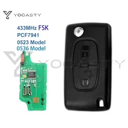 YOCASTY 2 Buttons Remote Flip Car Key For Peugeot 207 307 308 407 2001 2002 2003 2004 2005 PCF7941 CE0536 CE0523 433MHz FSK