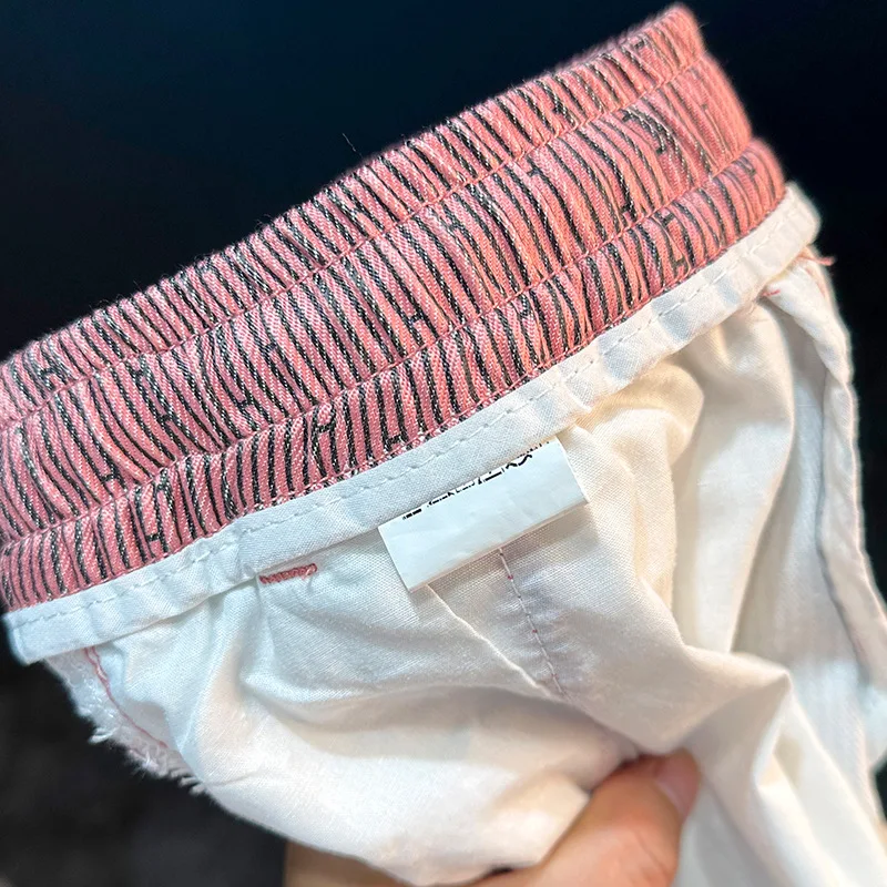 2025 летние новые мужские пляжные шорты в полоску с принтом, повседневные модные спортивные дышащие эластичные четвертьбрюки