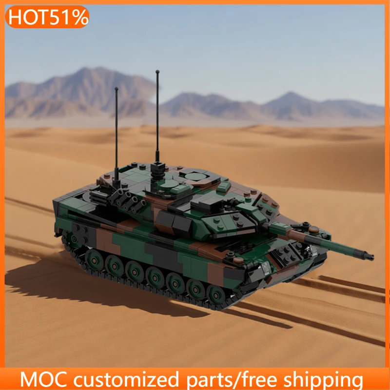 

980 деталей, модель военного танка Leopard 2A6, модульный конструктор MOC, развивающая игрушка для мальчиков, подарок