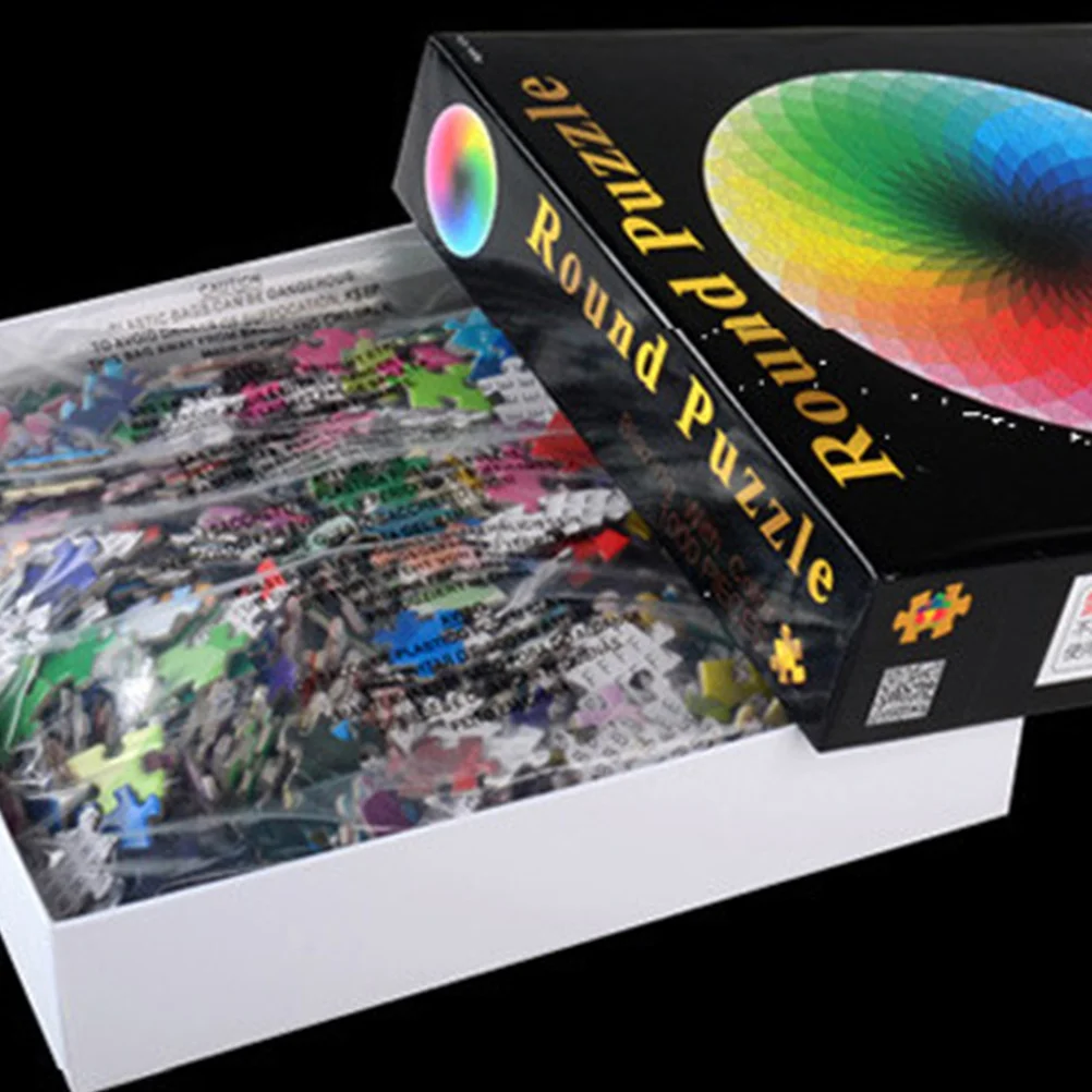Round Puzzle Jigsaw Colorful 1000 Pieces Educational Puzzle For Kids Early Learning Fun Assembly Gift Game