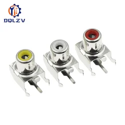 Lotus Seat AV Socket 4Pin RCA Single-hole PCB Soldering Audio Video Female Connector Nickel-plated