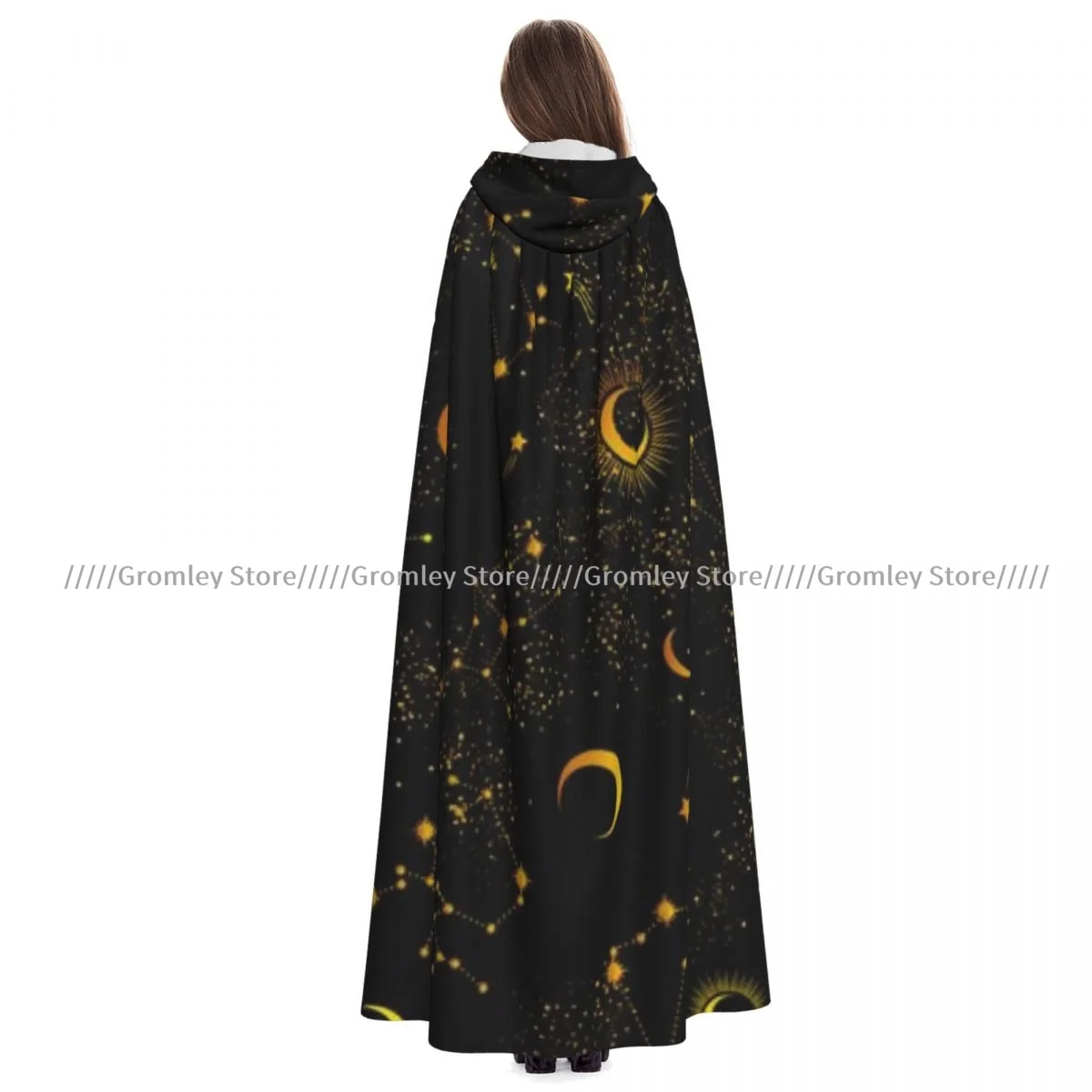 

Medieval Halloween Cosplay Cloak Hooded Coat Space Galaxy Constellation Cape Coat Long Trench Costume Wizard Cloak