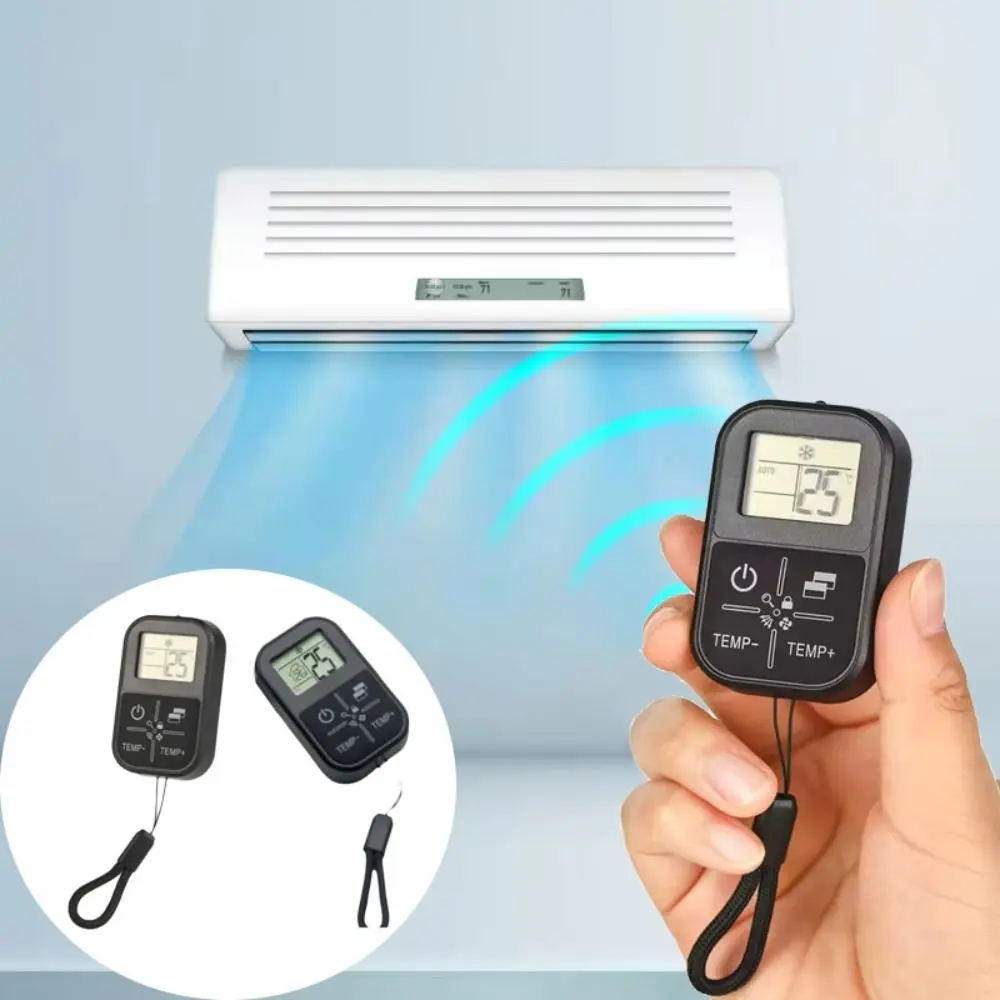 Temperature Display Universal Remote Control Thermometer Function CR2032 Battery AC Remote Control Portable Handle Mini Size