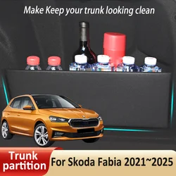 Car Organizer Trunk Side Partition For Skoda Fabia 2021~2025 2022 2023 MK4 Auto Parts Interior Trunk Accessories Storage Tools