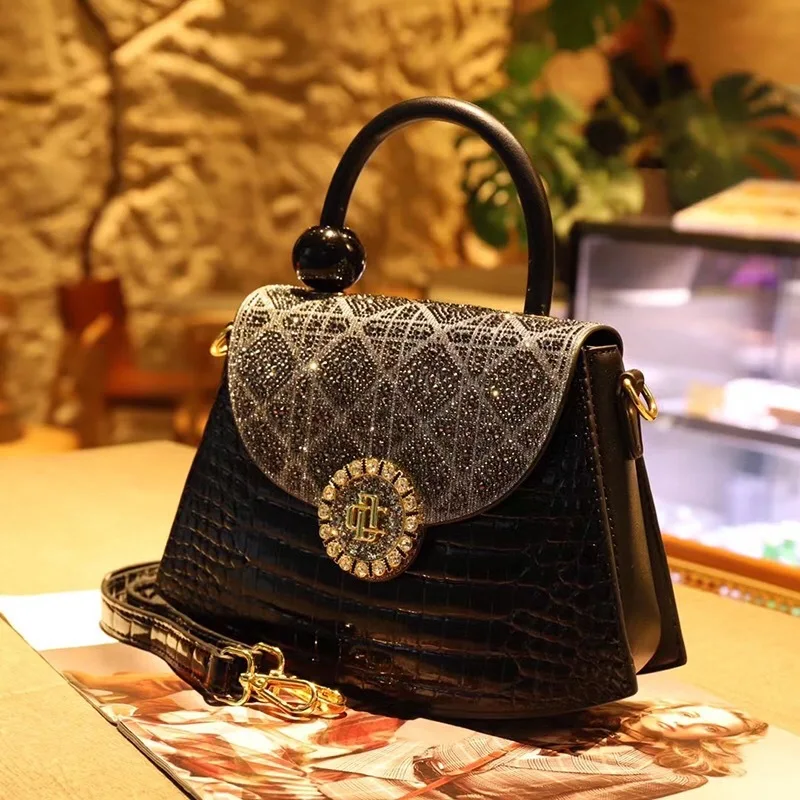 

High-grade leather diamond-encrusted handbag women 2024 summer new foreign trade cross-border fashion all shoulder crossbody bag