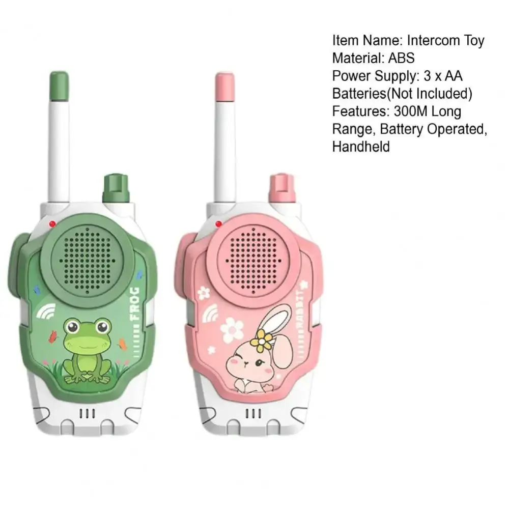 2Pcs Wireless Walkie Talkie Parent-child Interaction Cartoon Mini Handheld Walkie Talkie with Hang Rope Rabbit & Frog