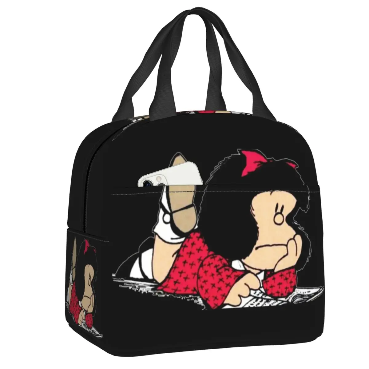 

Милая термоизолированная сумка для обеда Mafalda на заказ, женская сумка для обеда с аргентинским мультяшным комиксами Quino для работы, школы, путешествий, коробка для еды