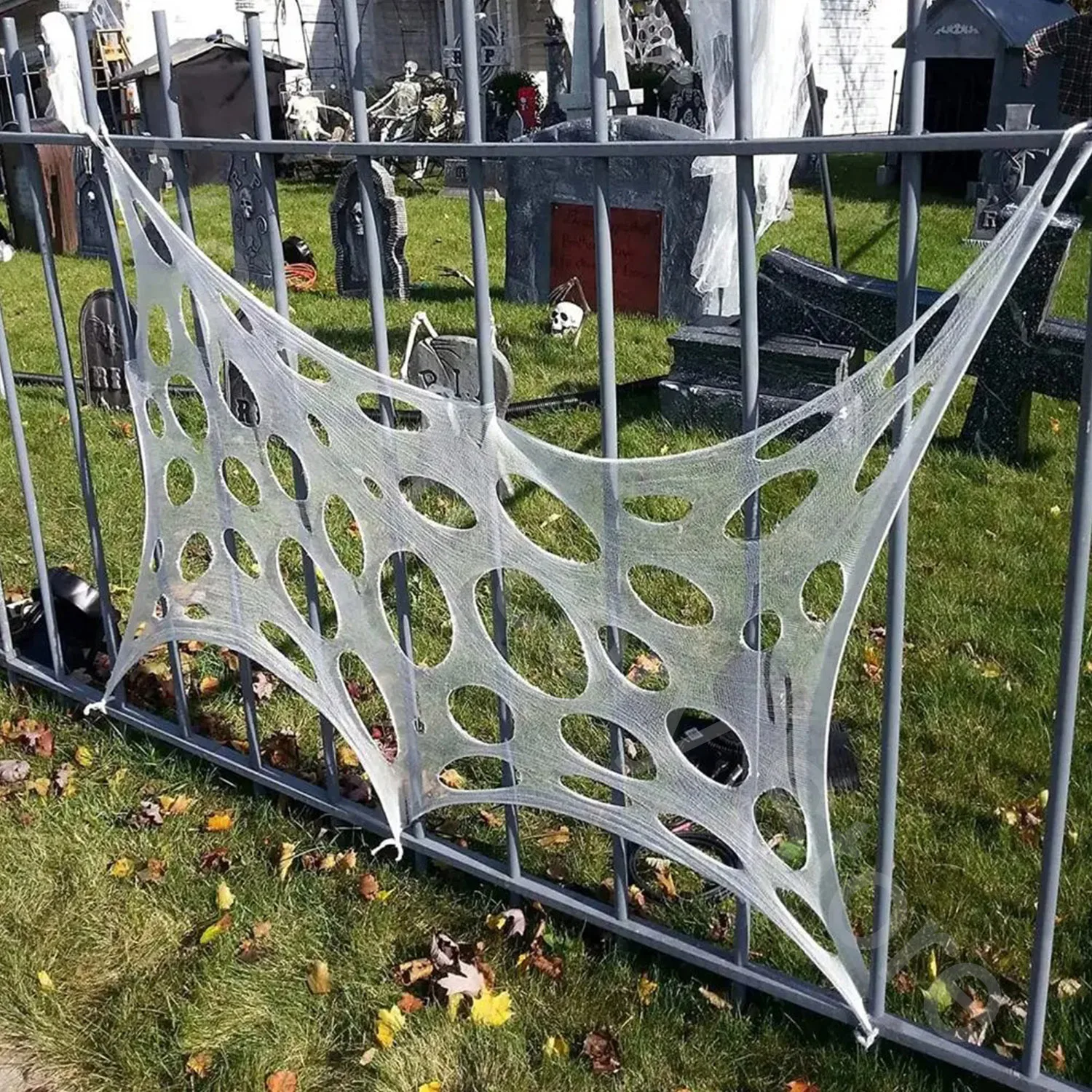 2/4m Halloween Dekorationen im Freien Spinnennetz Riesen dehnbare Netz Spinne Gurtband zerrissen Spinnennetz Spukhaus Requisite Dekor – Detail 10