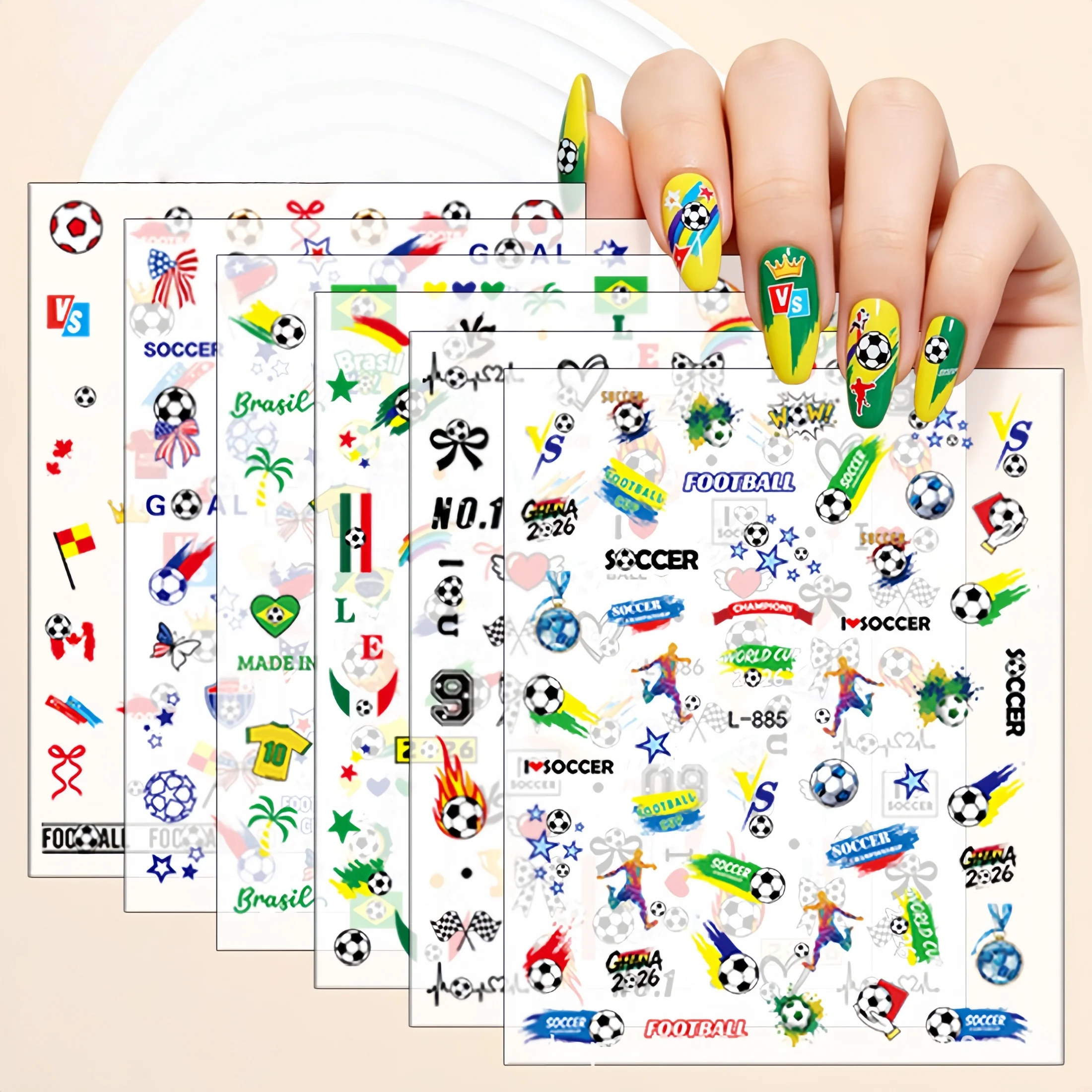 Nail Art Stickers, Waterproof Stickers, Personalized Nail Stickers for Brazilian Fans, Ultra-Thin Nail Stickers for Football Events