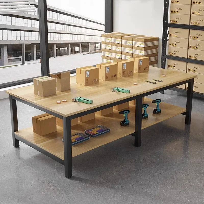 Table workbench express packaging console electronic factory workbench table packing table workshop woodworking double-layer