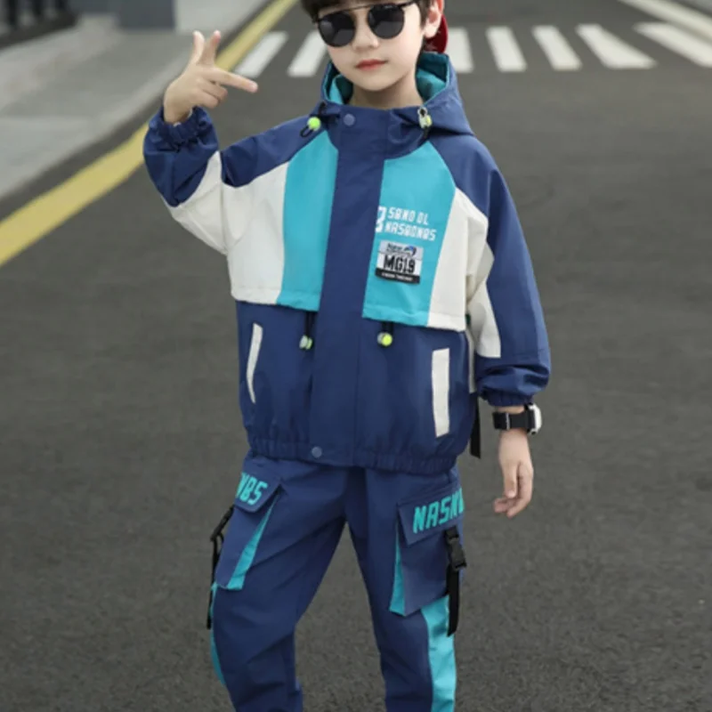 

Boys Coat +Pants Kids Suits 2PCS/Set Cotton 2024 New Spring Autumn Cotton Jogging Suit Teenagers Christmas Gift Children Clothin