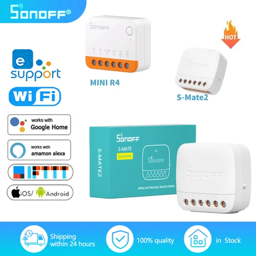 SONOFF Extreme Switch Mate S-MATE2 Mini R4 EWeLink-interruptor inteligente con Control remoto para trabajo en casa inteligente con Alexa Google Home IFTTT