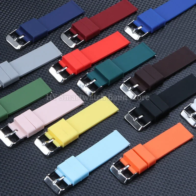 Pulseira de relógio de silicone 18mm 20mm 22mm 24mm para homens mulheres pulseira de borracha à prova d'água universal pulseira de liberação rápida fivela de pino