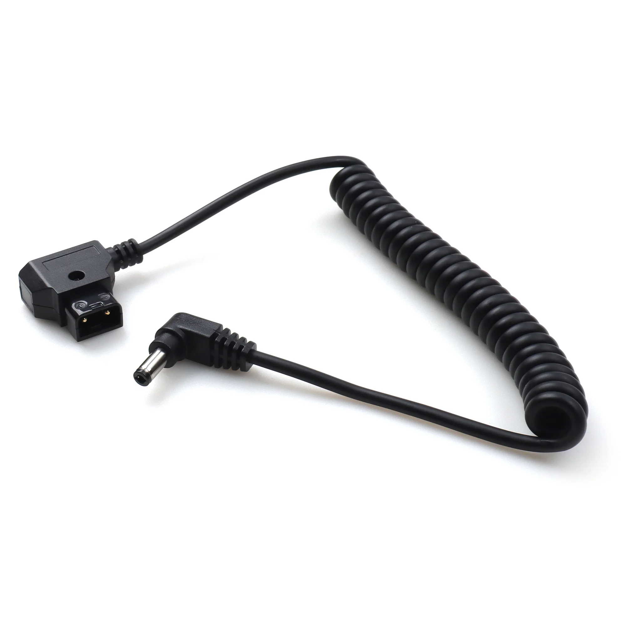 D-Tap Male to Right Angle DC 5.5x2.5mm male Power Cable DC Coiled Cable Travel-Friendly for KiPRO LCD Monitors SmallHD | black