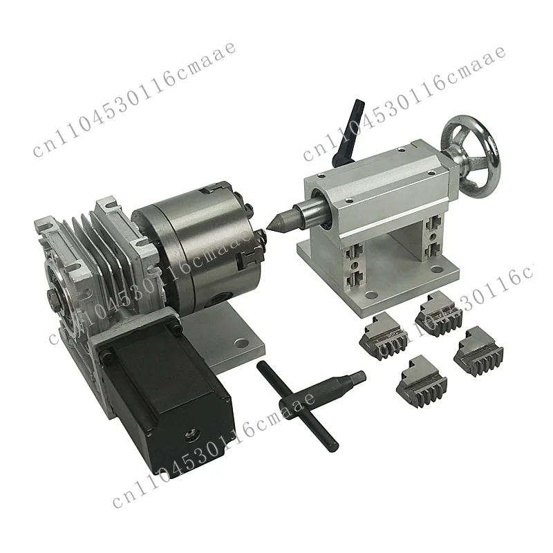 CNC Rotary Axis Axis the 4th Axis with 80mm 4-Jaw Chuck for Wood/Metal CNC Router Milling Machine CNC Router Dividing Head