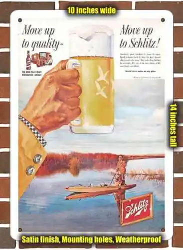 Metal Sign - 1958 Schlitz Beer and Duck Hunting- 10x14 inches