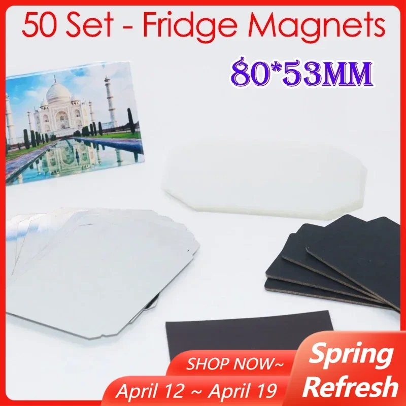 

DIY Fridge Magnet Making Parts 80x53mm 50Sets Refrigerator Magnets Badge Button Consumables for Metal Button Maker